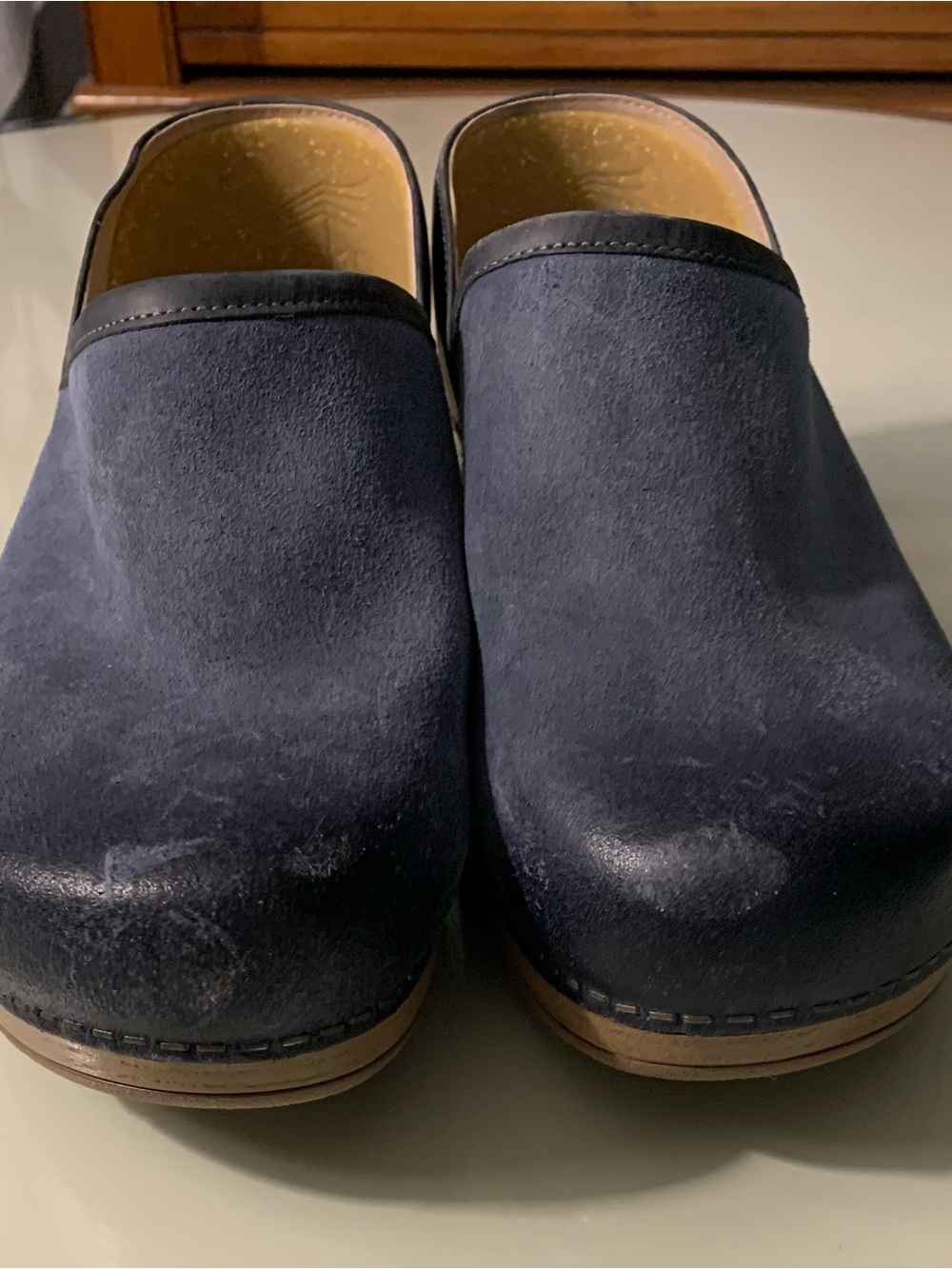 Dansko Navy Suede Slip-On Clogs size 9